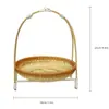 Cestas tejidas de bambú hechas a mano, bandejas de té, juegos de té, cribas de doble capa, cestas de bambú y platos para decoración de jardín de infantes.