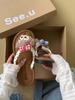 Verano Nuevo Todo-combinable Suela Suave Fresco Playa Plano Casual Corazón de Niña Oso Lindo Chanclas Zapatillas para Uso Exterior