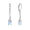 Moda Moonstone gota de água brincos longo borla Super fada em forma de pêra diamante labradorita personalidade orelha fivela orelha jóias
