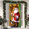 Cubierta de Puerta de Tela Elástica Cubierta de Puerta de Navidad Alegre Transfronteriza Tapiz Fondo de Tela de Regalo de Papá Noel para Fiesta Festiva