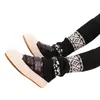 Calcetines Cálidos Botas de Nieve Fair Isle Y2K Maillard Lana Pelo Mangas de Ternero Calcetines de Punto Cálidos Retro