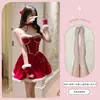 Traje de Navidad Terciopelo Rojo Disfraz de Navidad Fiesta Cos Cita Conejo Guigui Chaqueta de Felpa Traje Sexy