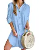 Vestido Camisa Casual de Manga Longa com Lapela e Botões Outonal Mais Vendido da Amazon para Mulheres