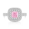 Anel Colorido de Pedras Preciosas com Corte Flor de Gelo de Alta Qualidade para Mulheres, Venda Quente no Tiktok, Anel Princess Cut de Diamante de Alto Carbono Super Brilhante, Dropshipping para Transmissão ao Vivo