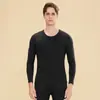 2025 Mejorado Otoño e Invierno Cuello Redondo Forrado de Felpa Ropa Interior Térmica para Hombre Cachemir Seda Acrílico Camisa Base para Hombre