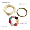 Set retro de resina de tres piezas transfronterizo, pulsera de cuentas color block, moderna y única para mujer, accesorio de pulsera geométrico en capas