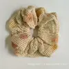 Scrunchie Xadrez Delicado com Renda e Design de Bolinhas Coloridas, Elástico de Cabelo Super Delicado para Meninas, Corda Elegante para Rabo de Cavalo