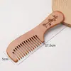 Peine de Madera de Durazno Natural para Exportación, Peine Tradicional de Estilo para Cabello Largo, Peine Doméstico de Dientes Finos con Logo Grabado