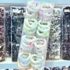 2 Peças Por Cartão Cor Jelly Gradiente Coreana Elásticos de Fio de Telefone Simples Elásticos de Cabelo para Adultos Cordas de Cabelo Venda por Atacado em Estoque