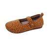 Sapatos Mary Jane Redondos Retro Franceses com Plus Veludo para Mulheres Atacado Novo Estilo Coreano Estilo Fada Sapatos Planos de Pelo para Mulheres para Usar Fora
