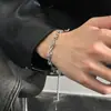 Pulsera Masculina Transfronteriza con Letra y Diseño de Espina, Nueva Cadena Cubana Versátil, Joyería Minimalista Hip-Hop Personalizada, Pulsera de Siete Cuentas