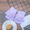 Guantes para niños otoño e invierno cálidos de medio dedo con tapa de dibujos animados lindos de punto con dedos descubiertos para bebé con forro polar engrosado para niños y niñas