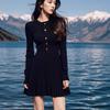 Estación Europea 2026 Otoño/Invierno Nuevo Vestido de Punto Negro Estilo Hepburn, Elegante y Deslumbrante con un Toque de Lujo, Falda Corta Plisada