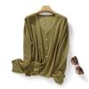 Roupa de Proteção Solar de Verão Feminina, Cardigã de Tricô de Seda Gelada, Jaqueta Fina de Manga Longa com Decote V, Camisa Versátil para Ar Condicionado