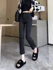 Jeans rectos negros finos de verano con abertura para mujer, cintura alta, adelgazantes, pequeños, versátiles, tipo cigarrillo, cropped