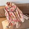 Bufanda Floral Pequeña Otoño e Invierno 2025 Estilo Elegante de Socialité Bufanda Estampada de Imitación Cachemira Bufanda Cálida y a Prueba de Frío para Mujer