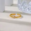 Anillo Cruzado de Acero Inoxidable Chapado en Oro de 18 Quilates, Estilo Nuevo Europeo y Americano, para Mujer, Versátil para el Uso Diario, Joyería de Anillo Abierto Simple y a la Moda