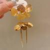 Aretes de borla de flor con aguja de plata chapado en oro real Europa y Estados Unidos diseño exagerado aretes de nicho de alto sentido aretes al por mayor