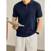 Camisa polo, camisa de punto, camiseta de manga corta para hombre, cuello camisero, cuello en V, a rayas, estilo old money, de negocios, verano, venta al por mayor de fábrica transfronteriza