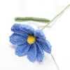 Hecho a Mano Crochet Hilo de Algodón Leche Cuadros Rama de Girasol Regalo Día de la Madre Flor Flor Tejida para el Hogar Flor Artificial