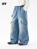 Jeans de mezclilla para niña para otoño 2026, elegantes pantalones cargo de pierna ancha para niños, pantalones rectos holgados para niñas, modernos