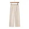 Calça de Sarja Estilo Chinês para Mães Primavera/Verão Perna Reta Cetim Respirável Bordado Cintura Elástica Tamanho Grande Calça para Mulheres de Meia-Idade/Idosas
