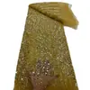 Diseño de Línea Elegante Tela Morada Bordada con Malla Vestido de Noche para Banquetes Tela Bordada con Lentejuelas de Color Sólido Pesado