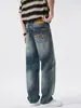 Ropa para Hombre Maple House / Nueva Colección Primavera/Otoño 2026: Jeans Bordados de Pierna Recta, Corte Holgado, Estilo Streetwear Americano, Sin Estiramiento