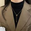 Collar para niñas nueva marca de moda versátil colgante nicho de acero de titanio cadena para suéter cadena para suéter celebridad de internet collar para hombre