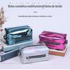 Bolsa de Higiene Pessoal Personalizada em PU com Laser Bolsa de Cosméticos Portátil Bolsa Multifuncional Bolsa de Armazenamento com Osso de Plástico PVC para Viagem ao Ar Livre Personalizada