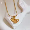 Collar Tres Vidas de la Fortuna Modelo Nuevo 2025 Colgante de Hoja de Ginkgo para Mujer Cadena para Clavícula Acero de Titanio de Alta Calidad Oro de 18K