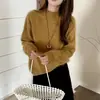 Suéter de Tricô Escovado Peça Única Sem Costura para Mulheres, Gola Meia-Alta, Manga Longa, Novo Estilo Outono/Inverno, Quente, Amigo da Pele, Camada Base Pulôver