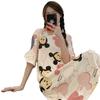 Camisola de noite de manga curta do Sudeste Asiático com bojo, vestido doce solto de desenho animado para menina, tamanho plus size, camisola de noite para casa