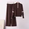Otoño/Invierno 2026 Nuevo Estación Independiente Transfronteriza Amazon Europa y América Color Sólido Bloque de Color Pantalones Manga Larga Conjunto de Punto para Mujer