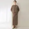 Consinee Hilo 100% Cachemir Suéter de Cachemir Casual Holgado de Punto Trenzado Cuello Redondo para Mujer Prendas de Punto Versátiles y Sencillas
