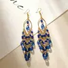 Brincos Longos com Franjas de Cristal Estilo Étnico Retrô Boêmio Acessórios de Moda para Viagem de Férias de Verão para Mulheres