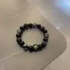 Conjunto chino de 6 piezas] pulsera de cuentas negras para hombre diseño nicho para mujer viento frío marea nacional pareja novias