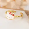 Venta en Vivo Celebre en Línea Anillo Abierto de Hello Kitty para Mujer Hello Kitty Nuevo Anillo de Piña Lindo Alto Estilo