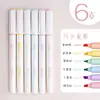 Deli Resaltador de Color Macaron de 6 Colores Fila Ligera Oficina Estudiante Universal Varilla Redonda Llamativo Marcador Clave