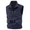 Chaleco Reversible de Otoño e Invierno para Hombre con Cuello Alto, Múltiples Bolsillos, Chaleco de Trabajo, Forro Polar para Exteriores, Engrosado, Chaleco Cálido 2606