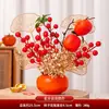 Adornos de Flores Simuladas en Maceta Caqui Caqui Ruyi Jarrón de Cerámica Artesanías Adornos Decoraciones de Escritorio para Sala de Estar Artificiales de Alta Calidad