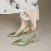 899 Fuxing Sandalias de Tacón Alto de Punta Fina para Mujer, Colección Primavera/Verano 2025, Nuevo Estilo Chino Nacional, Vestido Cheongsam, Espalda Descubierta