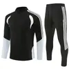 Conjunto de treino de futebol com zíper parcial e mangas compridas para outono e inverno, top e calça de ginástica e corrida feitos sob medida, uniforme de equipe, vestuário de performance