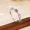 Colección de Anillos de Latón Plateado con Circonita de Moda Más Vendidos, Anillos de Plata de Lujo Ligero Transfronterizos, Versátiles para el Uso Diario
