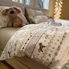Conjunto de Quatro Peças para Cama Puff Dormir Nu de Algodão Puro, Capa de Edredom de Algodão Puro Desenho Animado Fofo Ins, Lençol de Cama, Conjunto de Três Peças para Dormitório para Todas as Estações