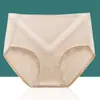 Nuevas Bragas de Cintura Media-Alta de Seda de Hielo Jacquard Sin Costuras Levanta Abdomen y Cadera Grafeno Antibacteriano en la Entrepierna Talla Grande para Chica