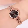 Reloj de Acero Color Oro Rosa Incrustado con Diamantes Gedi para Mujer Versátil Resistente al Agua Reloj de Pulsera de Moda Transfronterizo