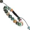 Pulseira Tecida de Cristal Rosa Colorido Pedra Onate Natural Ajustável Pulseira Tecida de Corda com Contas Joia de Pulseira