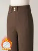 1035 Jeans de Pierna Ancha Ajustados para Madre de Edad Media Invierno Algodón Lavado para Mujer Pantalones Rectos Pantalones Casuales Más Terciopelo Más Grosor