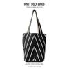 Bolsa de Compras Simples de Grande Capacidade Listrada para Pendurar no Ombro, Bolsa de Tricô para o Dia a Dia, Bolsa Tote Nova da Moda, Bolsa Balde de Ombro para Viagem para Mulheres